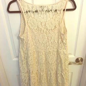 Size M Cream Lace Dress w Attached Cream Slip